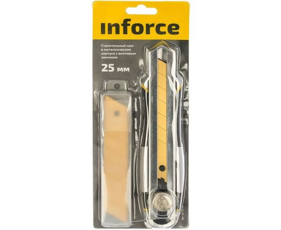 Строительный нож 25 мм в металлическом корпусе с винтовым зажимом Inforce 06-02-13 – изображение 5