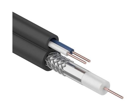 Кабель для видеонаблюдения ККСВ-П + 2х0.5мм, 100м, черный REXANT 01-4002 