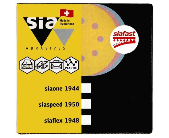 Круг шлифовальный на липучке siaflex 1948 (50 шт; 125 мм; 8 отверстий; P60) sia Abrasives sf50-125-8-060 