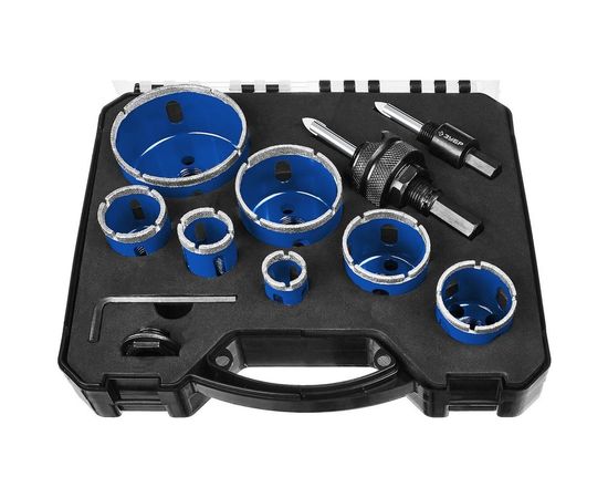 Набор алмазных коронок ЗУБР Профессионал 7 шт.: диам. 20, 25, 32, 35, 40, 50, 68, 60-100Р 29870-H7_z01 