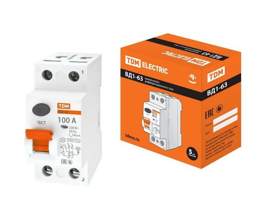 Устройство защитного отключения TDM ВД1-63 2Р 100А 100мА SQ0203-0023 