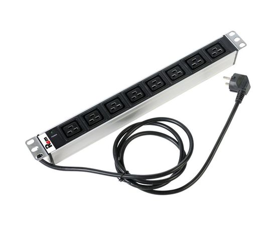 Блок розеток ЦМО Rem-16, с индикацией, 8 IEC 60320 C19, 16A, алюминий, 19", шнур 3 м R-16-8C19-I-440-3 