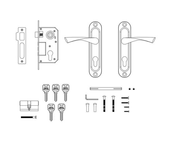 Врезной цилиндровый замок PUNTO KIT P15 4061/3 CRONA SN матовый никель 41721 – изображение 4
