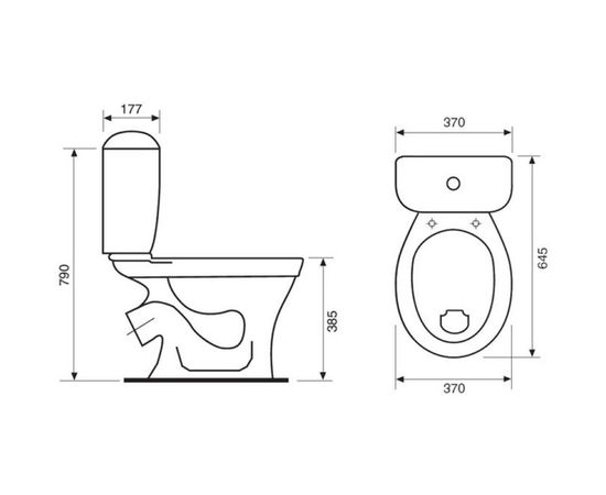 Унитаз-компакт Santeri Виктория, тарельчатый, косой выпуск, 1-режим, сиденье полипропиленовое, Воротынск 414806 – изображение 2