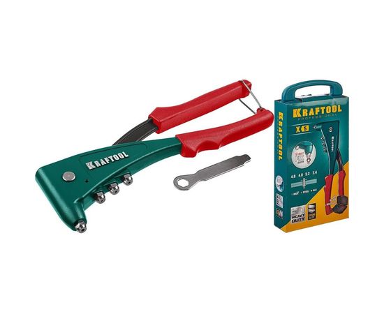 Заклепочник с литым корпусом Kraftool "X-5F" 2.4-4.8 мм - алюминий и сталь, 2.4-4.0 - неж сталь, в кейсе, с набором заклепок 31173-H6_z01 – изображение 3