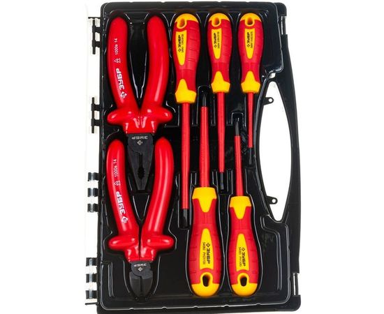 Набор: диэлектрический, высоковольтный губцевый инструмент, до ~1000В, 7шт Зубр ЭКСПЕРТ 2214-H7_z01 – изображение 14