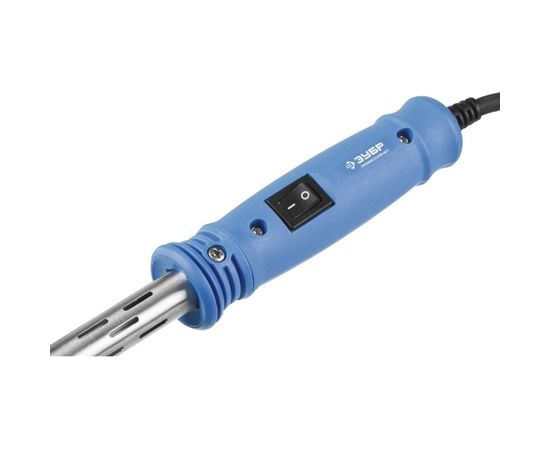 Паяльник с выключателем, пластмассовой рукояткой и долговечным жалом, 300Вт, клин Зубр ПРОФЕССИОНАЛ 55301-300 – изображение 2