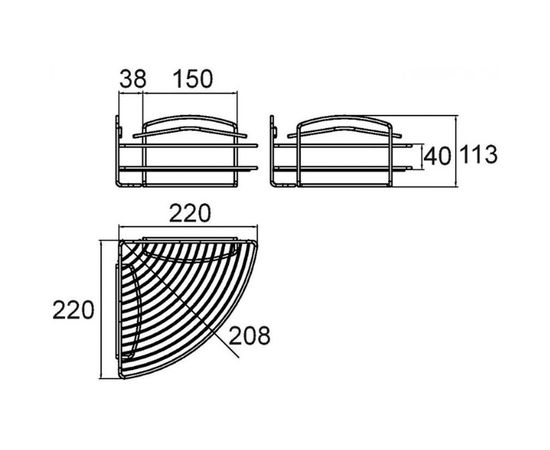 Угловая полка, стальная проволока Milardo 6 MI 206WC00M44 – изображение 4