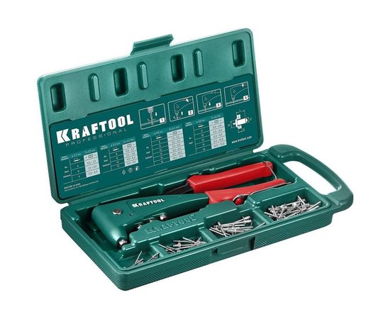 Заклепочник с литым корпусом Kraftool "X-5F" 2.4-4.8 мм - алюминий и сталь, 2.4-4.0 - неж сталь, в кейсе, с набором заклепок 31173-H6_z01 – изображение 6