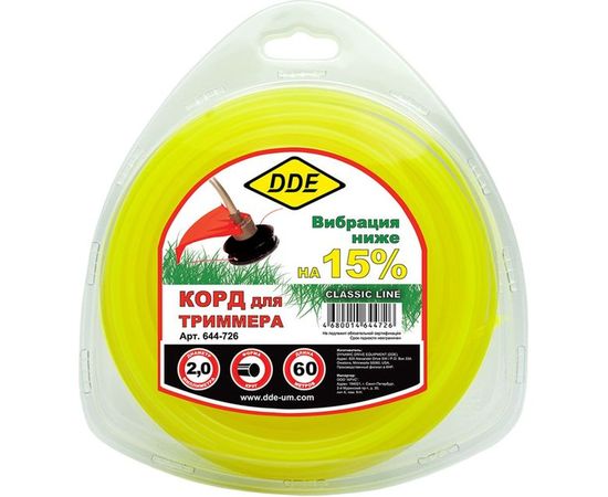 Корд триммерный (2.0 мм; 60 м; круг) DDE 644-726 