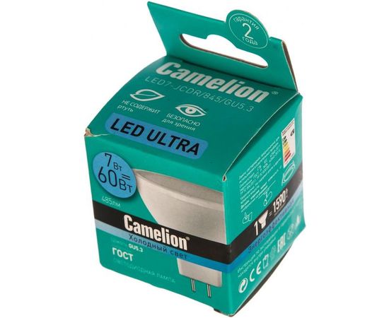 Светодиодная лампа 7Вт 220В Camelion LED7-JCDR/845/GU5.3 11657 