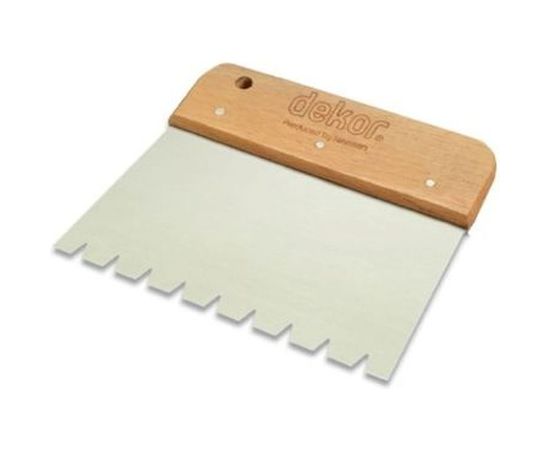Широкий шпатель DEKOR треугольные зубы, 170 мм деревянная ручка 121 