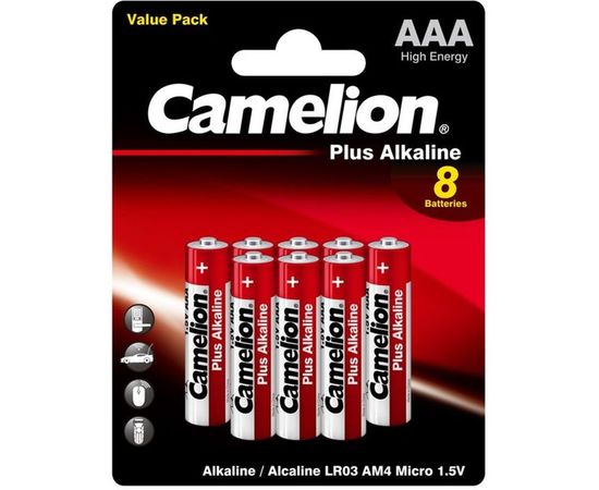 Батарейка Camelion, 1.5В LR03 Plus Alkaline BL-8 LR03-BP8 14134 