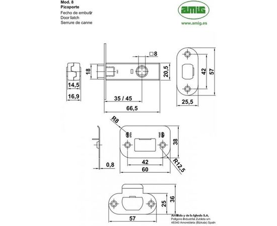 Защелка Amig мод. 8-45 никель 4475 – изображение 2