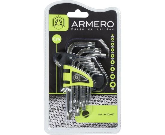 Набор ключей ARMERO TORX, 9 шт., CrV, короткие A410/097 – изображение 2
