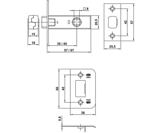 Дверная защелка Amig покр. антик 10784 – изображение 2