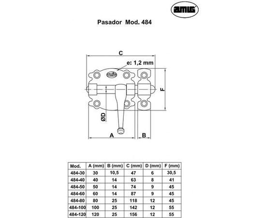 Задвижка Amig 484-50 NGM pasador 6118 – изображение 2