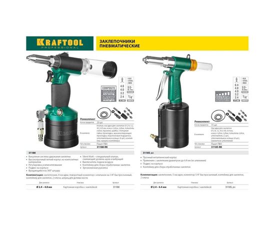 Пневматический заклепочник Kraftool PRO для заклепок 31188 – изображение 11