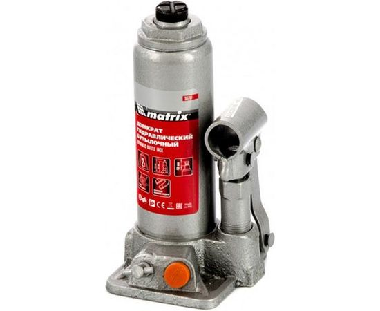 Гидравлический бутылочный домкрат MATRIX 2 т, h подъема 181–345 мм 50761 