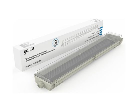 Линейный светильник GAUSS СПП-Т8-G13 INDUSTRY 220-230V IP65 660х107х61мм для LED ламп 1/8 909410260 