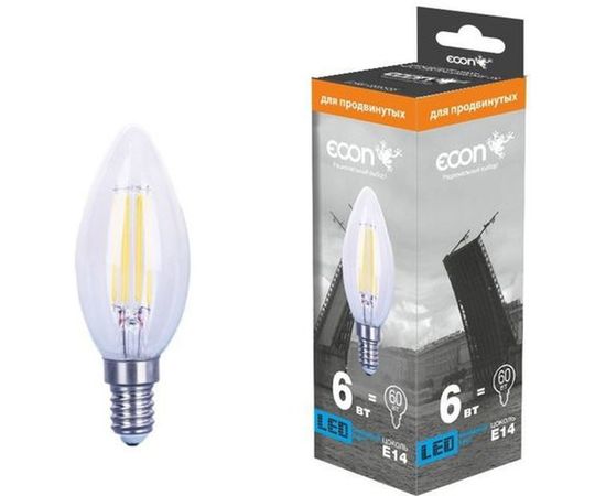 Светодиодная лампа ECON, LED CN 6Вт E14 4200K B35 FIL 926010 