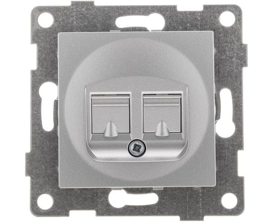 Механизм компьютерной и телефонной розетки GUSI ELECTRIC Ugra RJ45, RJ12, СУ, серебро С11КТ-004 