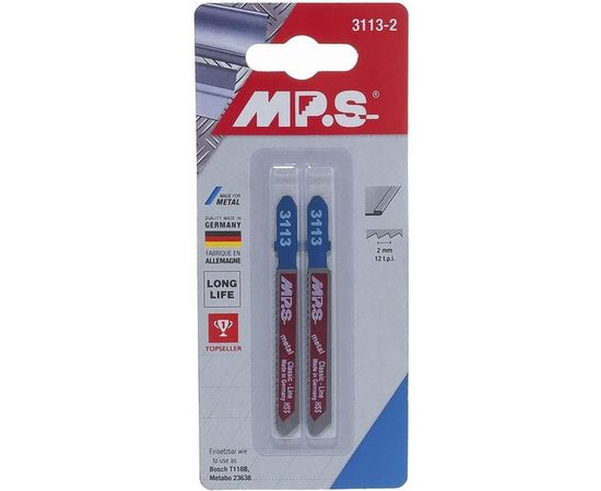 Пилки по металлу T118B (75х55х2.0 мм; 2 шт.) для лобзика MPS 3113-2 