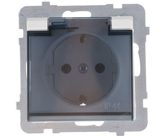 Розетка Ospel Sonata 1-ая с/з IP44, с крышкой, Schuko, без рамки, бежевый GPH-1RS/m/27/d 
