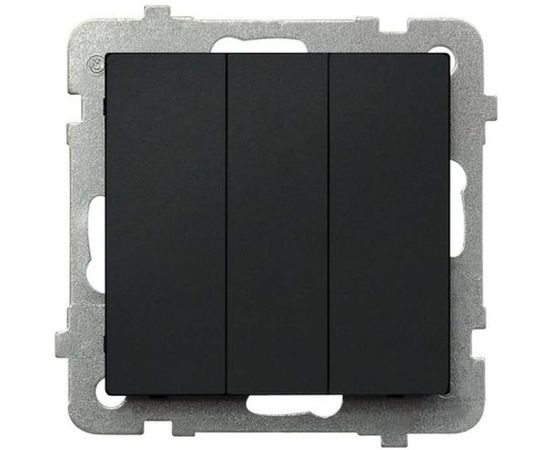 Выключатель Ospel Sonata, 3-клавишный, без рамки, черный металлик LP-13R/m/33 