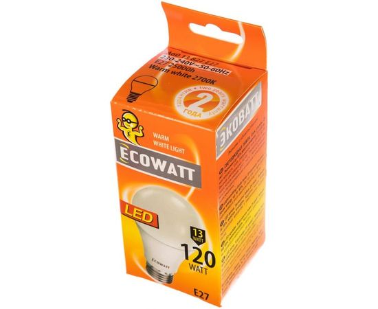 Светодиодная лампа ECOWATT A60 230В 13W 2700K E27 теплый белый свет груша 4606400616351 – изображение 2