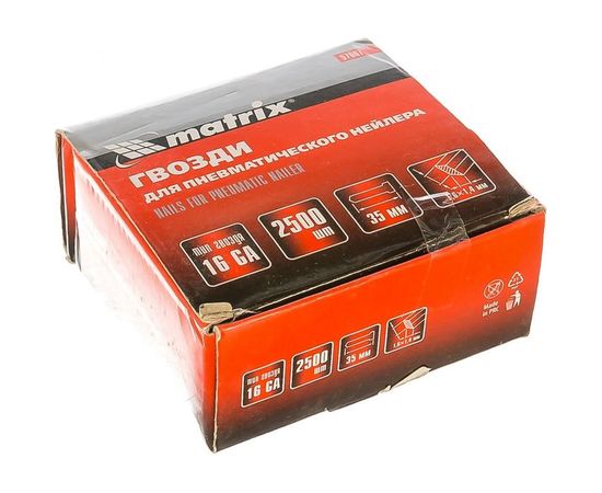 Гвозди для пневматического нейлера (16GA, сечение 1,6х1,4, длина 35 мм, 2500 шт.) MATRIX 57607 – изображение 2