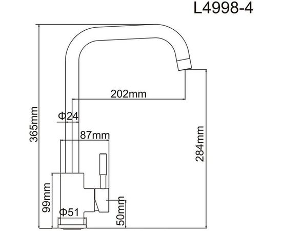 Смеситель для кухни LEDEME картридж 35 мм, нержавейка, L4998-4 65846 – изображение 2