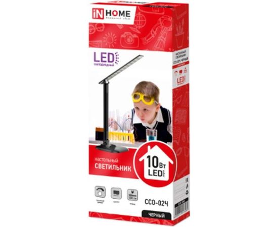 Настольный светодиодный светильник IN HOME ССО-02Ч 10Вт, сенсор-диммер, адаптер, ЧЕРНЫЙ 4690612013480 – изображение 2