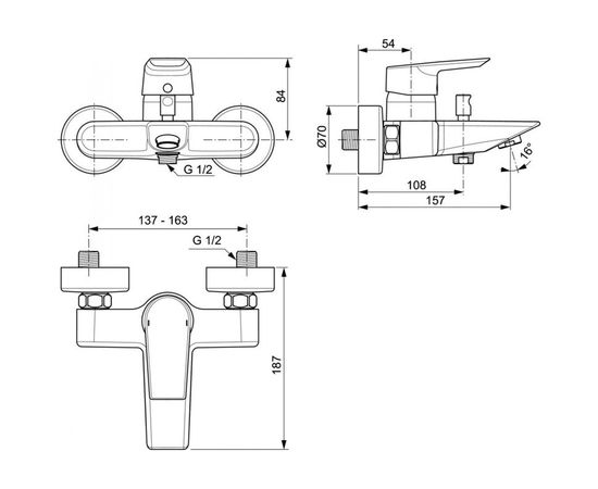 Смеситель для ванны Ideal Standard TESI одноручный A6583AA – изображение 2