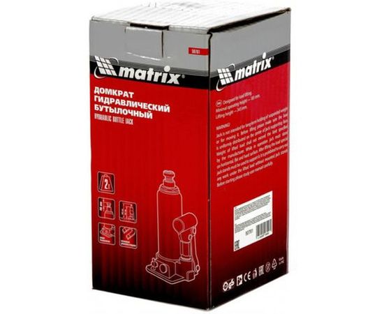 Гидравлический бутылочный домкрат MATRIX 2 т, h подъема 181–345 мм 50761 – изображение 3