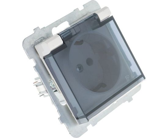 Розетка Ospel Sonata 1-ая с/з IP44, с крышкой, Schuko, без рамки, бежевый GPH-1RS/m/27/d – изображение 2