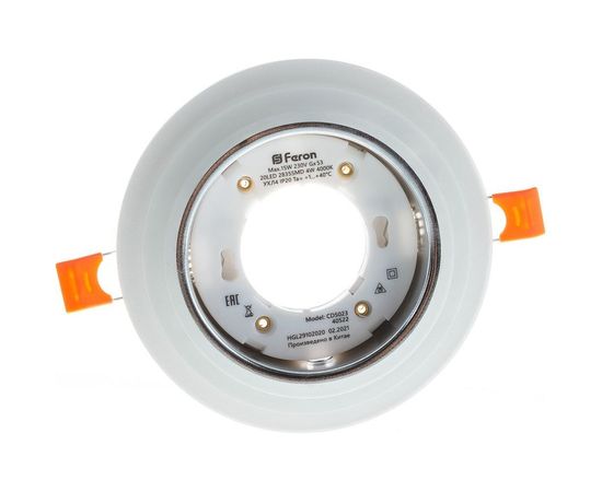Светильник FERON CD5023 круг, 20LEDх2835 SMD, 4000K, 15W, GX53, без лампы, прозрачный, хром 40522 – изображение 2