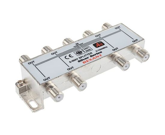 Делитель REXANT ТВ х 8 + 9шт. F BOX 5-1000 МГц Silver 05-6105 