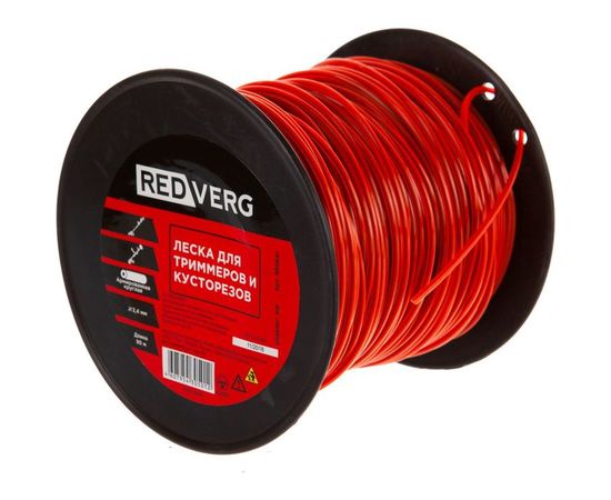 Леска для триммера 2,4 мм, 90 м, круглая, армированная REDVERG 6632729 