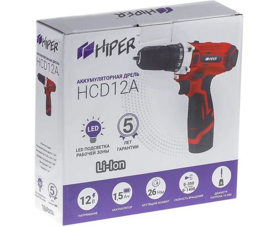 Аккумуляторная дрель-шуруповерт Hiper HCD12A – изображение 2