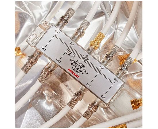 Делитель REXANT ТВ х 8 + 9шт. F BOX 5-1000 МГц Silver 05-6105 – изображение 5