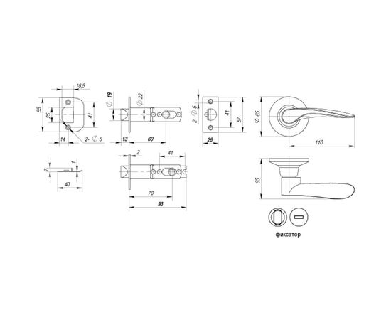 Ручка защелка PUNTO 6020 MAB-B фик. мат. бронза 34643 – изображение 3