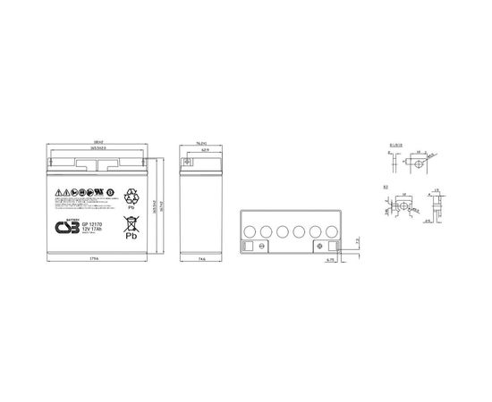 Аккумулятор GP12170 для ИБП CSB GP12170B3CSB – изображение 2