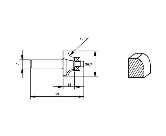 Фреза HM карнизная (12х18х59х36.7 мм) REDVERG 840471 6625671 – изображение 2