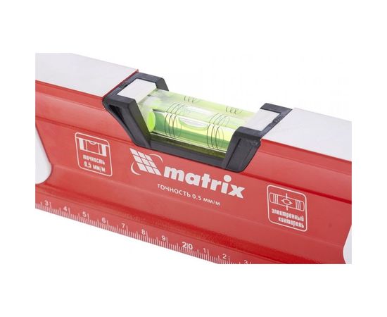 Алюминиевый магнитный фрезерованный уровень MATRIX 3 глазка, 1500 мм 34735 – изображение 4