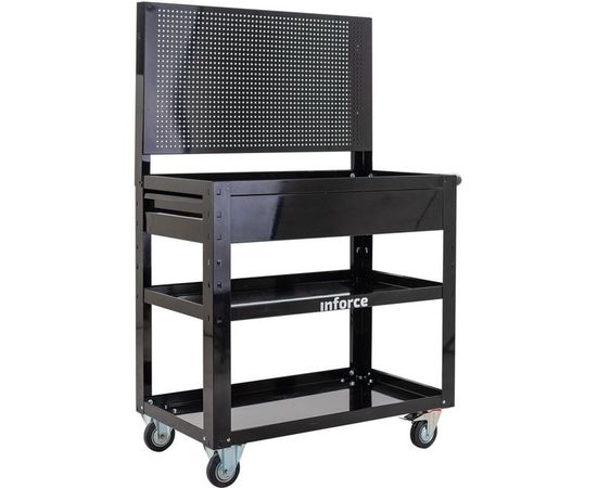 Инструментальная тележка Inforce 3 полки с панелью и ящиками 06-01-19 