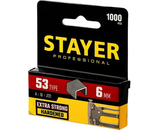 Скобы для степлера STAYER 6 мм, тонкие тип 53 (A/10/JT21), 1000 шт. 3159-06_z02 – изображение 2