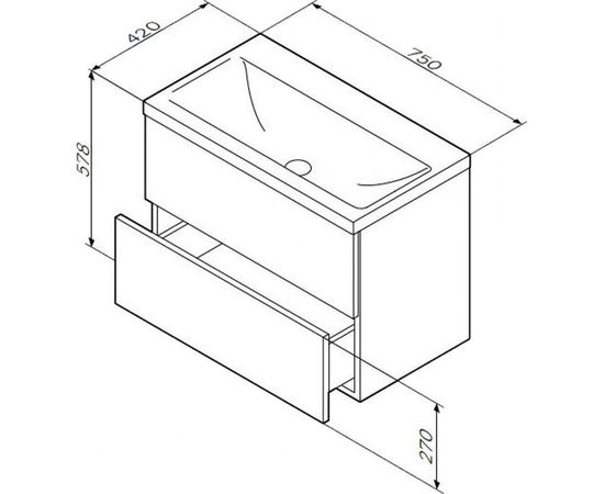 Подвесная база под раковину AM.PM Gem 75 см 2 ящика push-to-open M90FHX07522WG – изображение 6