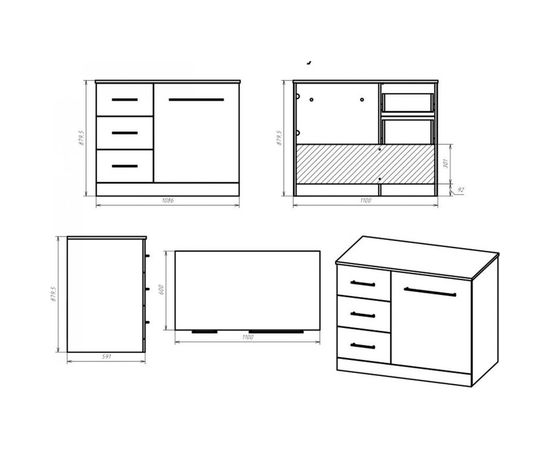 Тумба Misty Респект -110 с 3 ящиками, под стиральную машину, левая, белая ПВХ/Дуб Э-Рес01110-13ЯЛ – изображение 2
