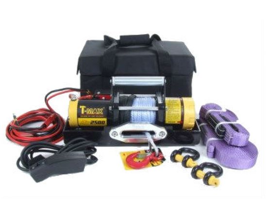 Переносная электрическая лебедка с синтетическим тросом T-Max ATW PRO 2500 W0927 